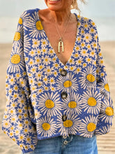 Women's Lovely Floral Art Print Casual Pullover Sweater